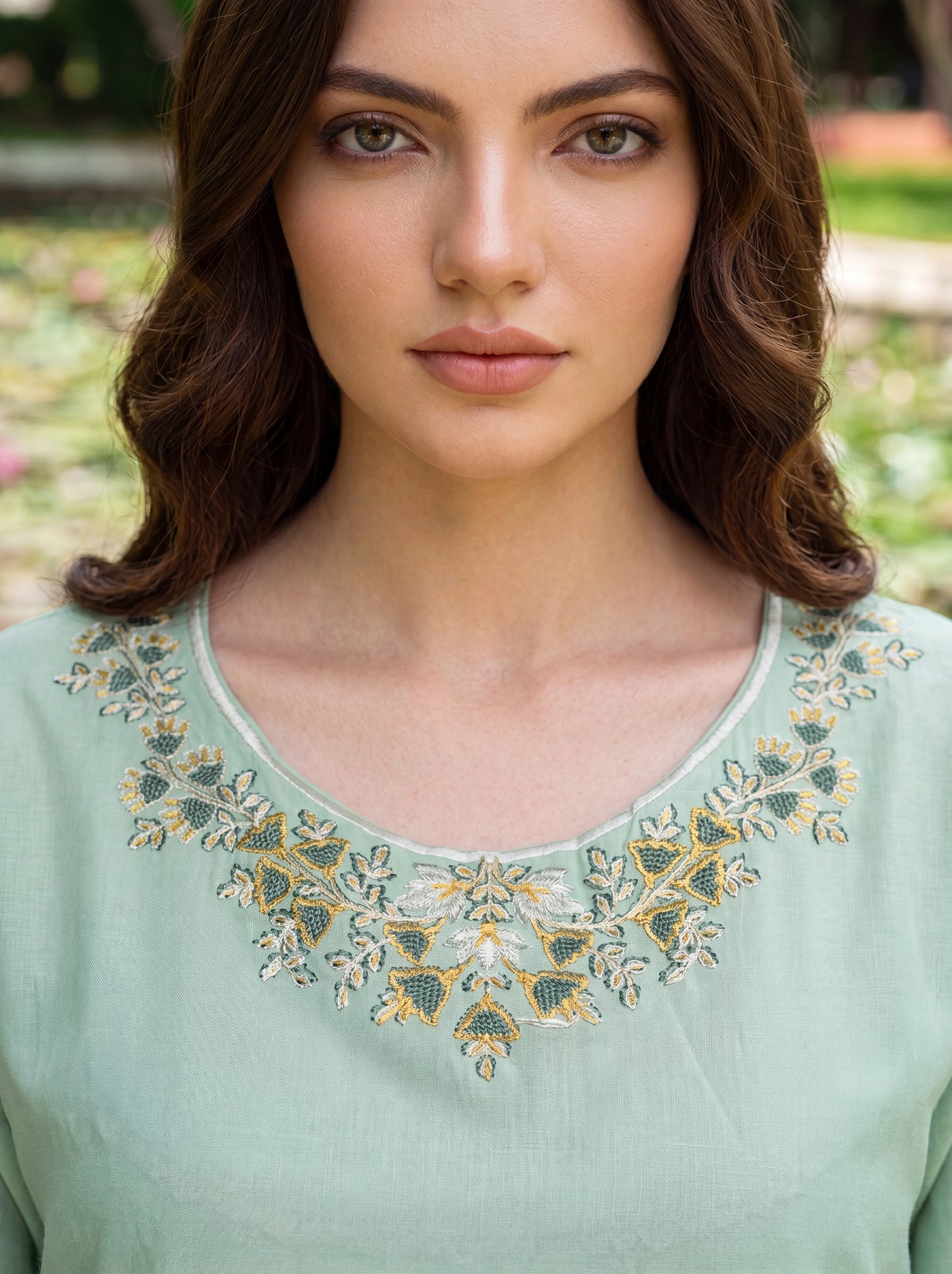 Serenity in Sage 3 Piece Embroidered Suit