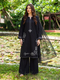 Noir Elegance 3 Piece Embroidered Suit