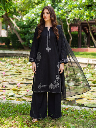 Noir Elegance 3 Piece Embroidered Suit