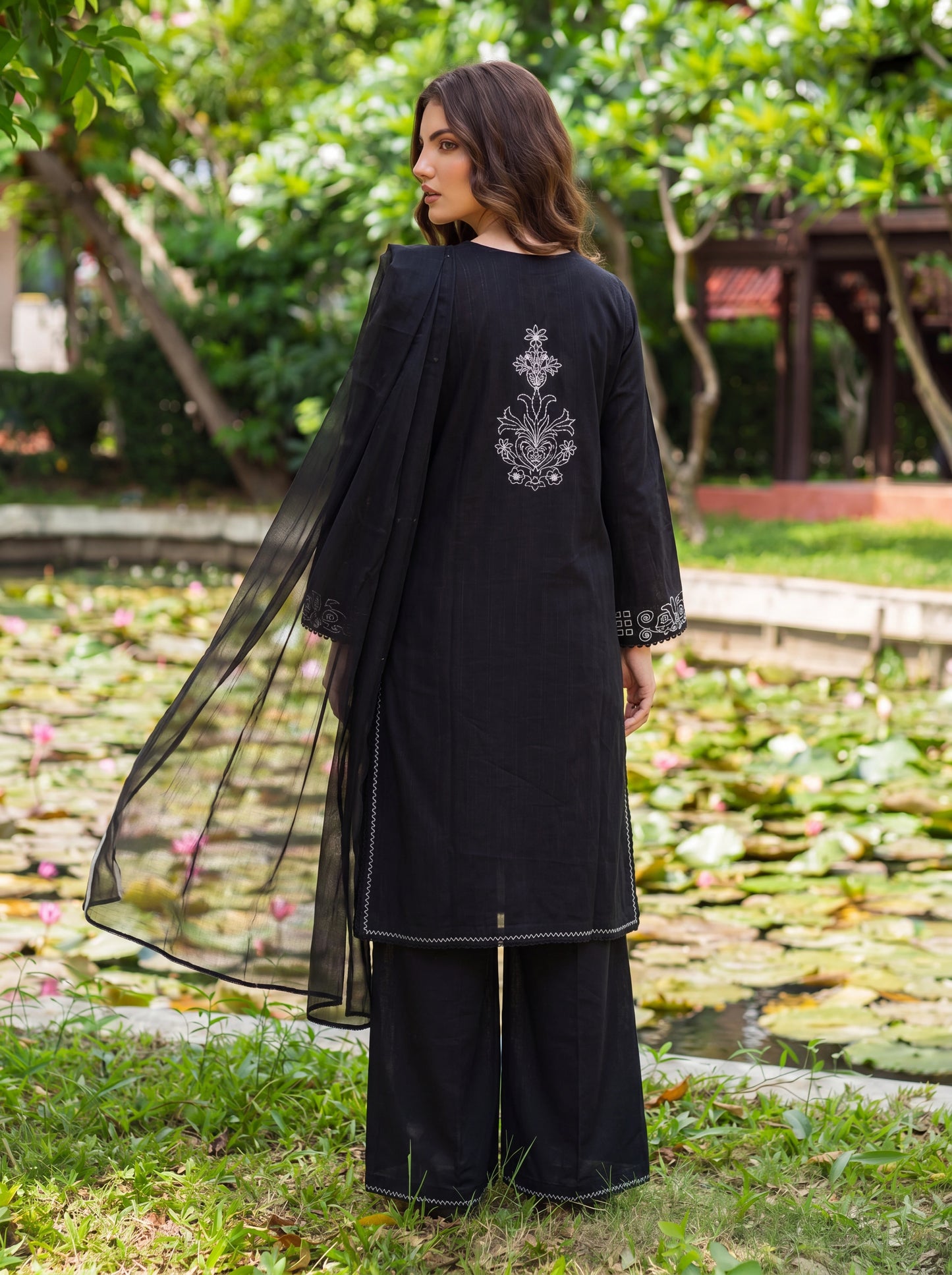 Noir Elegance 3 Piece Embroidered Suit