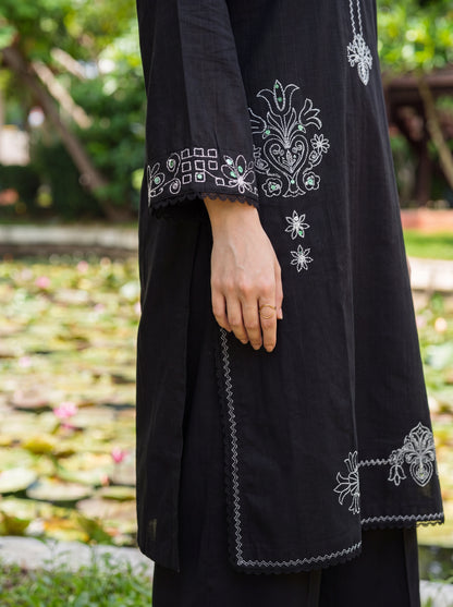 Noir Elegance 3 Piece Embroidered Suit