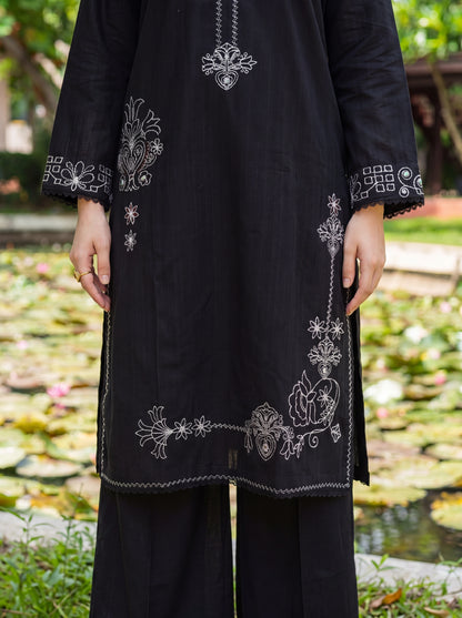 Noir Elegance 3 Piece Embroidered Suit