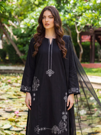 Noir Elegance 3 Piece Embroidered Suit