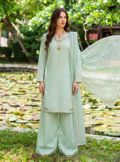 Serenity in Sage 3 Piece Embroidered Suit