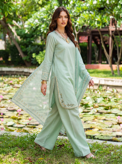 Serenity in Sage 3 Piece Embroidered Suit